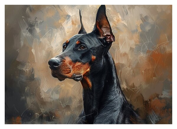 Tablou pe sticlă - Portretul lui Dobrman (70x50 cm)