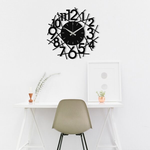 Ceas de perete decorativ din metal Rasputin Negru 48x48 cm