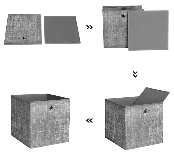 Set 6 cutii de depozitare pliabile SONGMICS, Gri, 30 x 30 x 30 cm