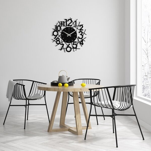 Ceas de perete decorativ din metal Rasputin Negru 48x48 cm