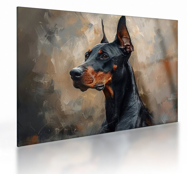 Tablou pe sticlă - Portretul lui Dobrman (70x50 cm)