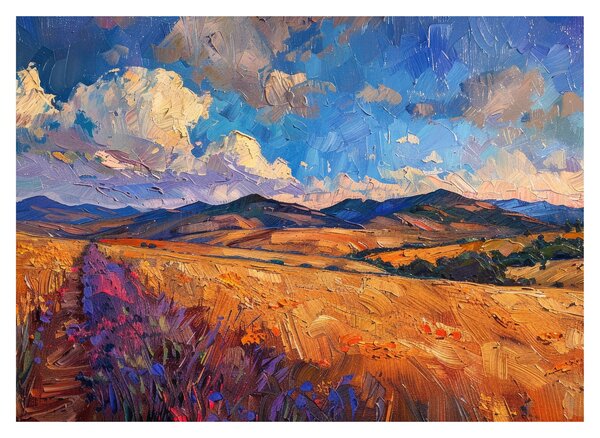 Tablou pe sticlă - Pictură în ulei de peisaj (70x50 cm)