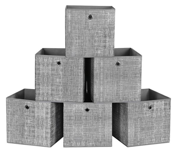 Set 6 cutii de depozitare pliabile SONGMICS, Gri, 30 x 30 x 30 cm
