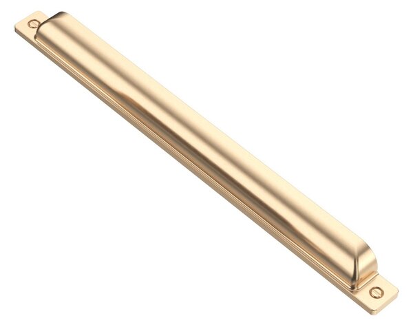 Maner metalic tip scoica pentru mobilier, model Galatea, distanta dintre gauri = 160 mm, finisaj auriu mat
