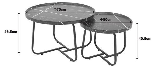 Set 2 Masute de Cafea Model Crismory, Negru/Negru