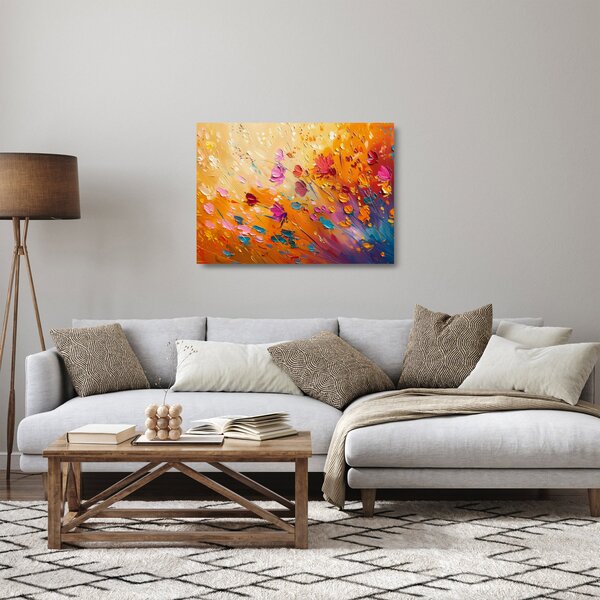Tablou pe sticlă - Pictură flori colorate (70x50 cm)