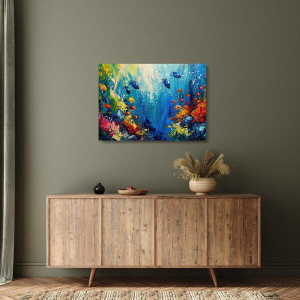 Tablou pe sticlă - Pictura lumii subacvatice (70x50 cm)
