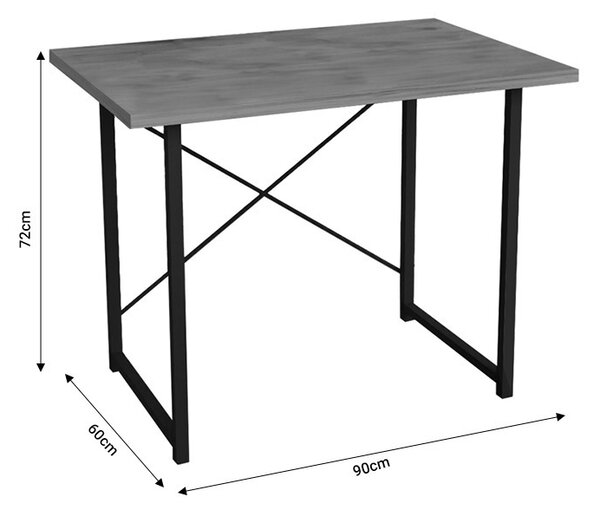 Birou Model Ustando, Antracit, 90x60x72 cm