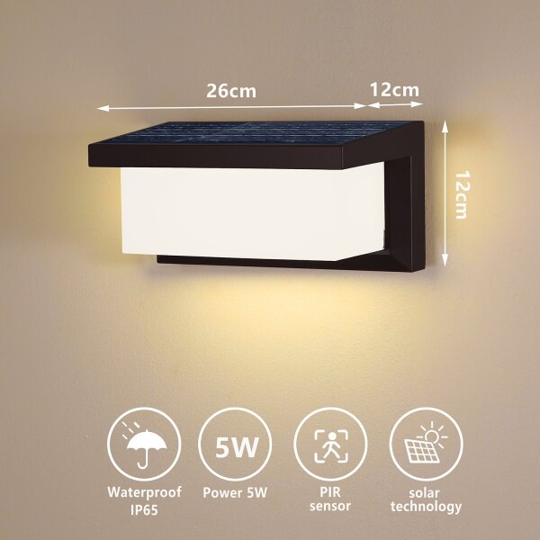 Aplică LED solară cu senzor Brilagi BRICKY LED/5W/6V IP65