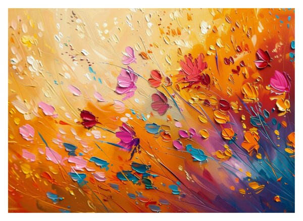 Tablou pe sticlă - Pictură flori colorate (70x50 cm)