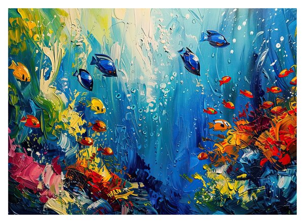 Tablou pe sticlă - Pictura lumii subacvatice (70x50 cm)