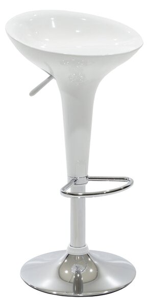 Scaun de bar Felice reglabil pe inaltime baza, alb-crom, 40x43x84 cm