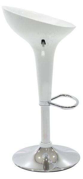 Scaun de bar Felice reglabil pe inaltime baza, alb-crom, 40x43x84 cm