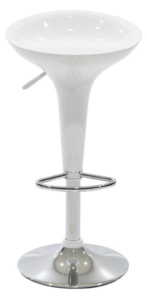 Scaun de bar Felice reglabil pe inaltime baza, alb-crom, 40x43x84 cm