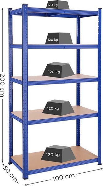 Raft Songmics, 5 rafturi, 50 x 100 x 200 cm, Albastru