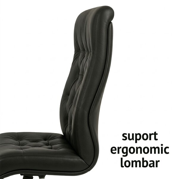 Scaun de conferinta CHEF LUX EXTRA CF, Negru piele naturala