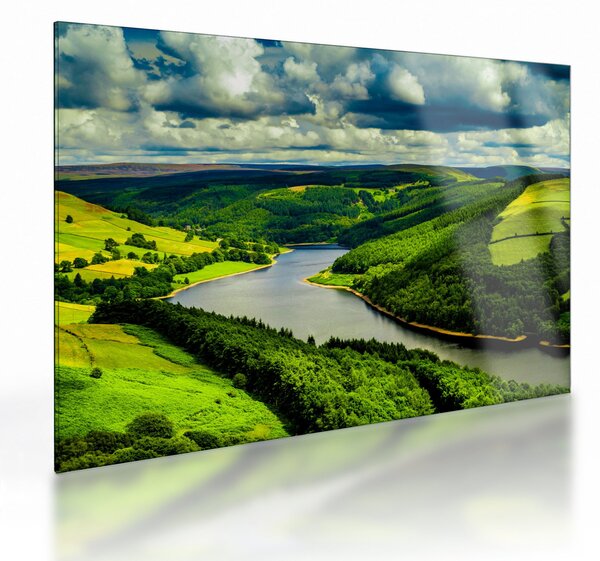 Tablou pe sticlă - Peisaj verde (70x50 cm)