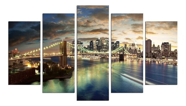 Tablou MDF ( 5 buc ) Brooklyn Pod, Multicolor, 60x110 cm