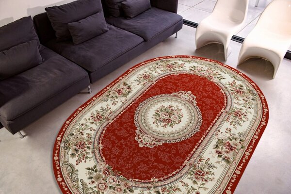 Covor Clasic, Lotos 571, Grena, 60x110 cm, Oval 1800 gr/mp