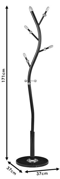 Cuier haine tip pom Sergio metal alb - culoare lemn natural D37x171cm