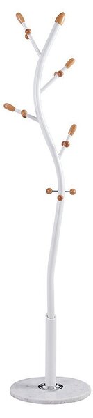 Cuier haine tip pom Sergio metal alb - culoare lemn natural D37x171cm