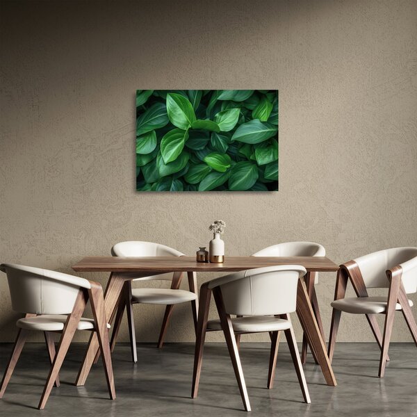 Tablou pe sticlă - Frunze verzi (70x50 cm)