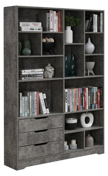 Biblioteca Lucinda Pakoworld Gri-Stejar 120x29,8x180,5 cm