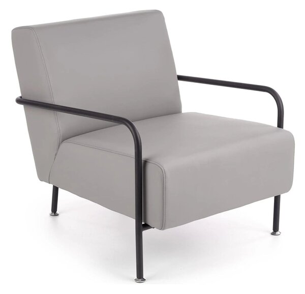Fotoliu CUPER, gri/negru, piele ecologica/otel, 69x82x75 cm