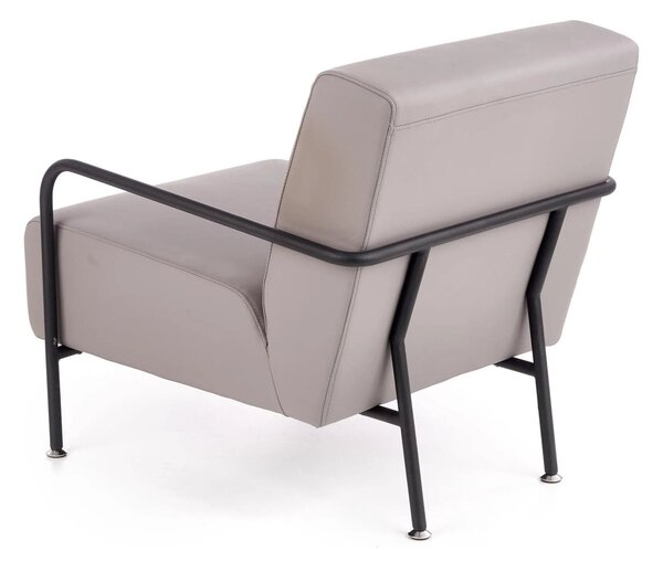 Fotoliu CUPER, gri/negru, piele ecologica/otel, 69x82x75 cm
