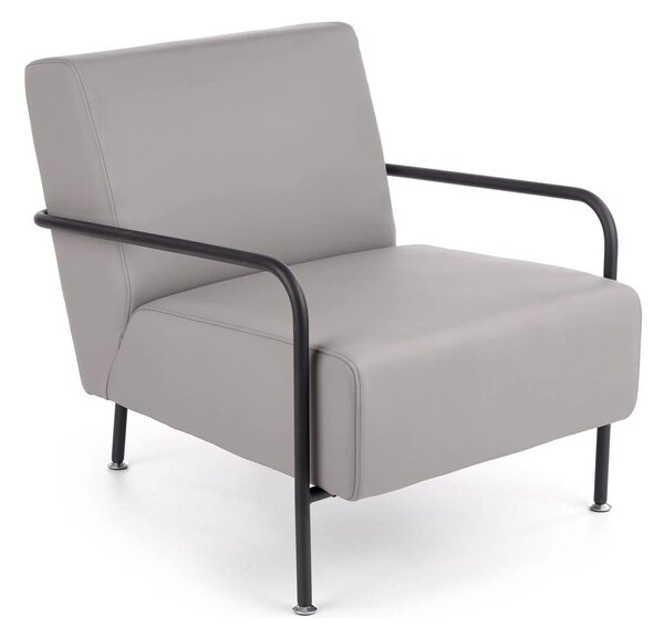 Fotoliu CUPER, gri/negru, piele ecologica/otel, 69x82x75 cm
