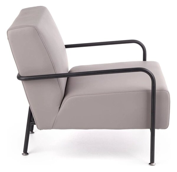 Fotoliu CUPER, gri/negru, piele ecologica/otel, 69x82x75 cm