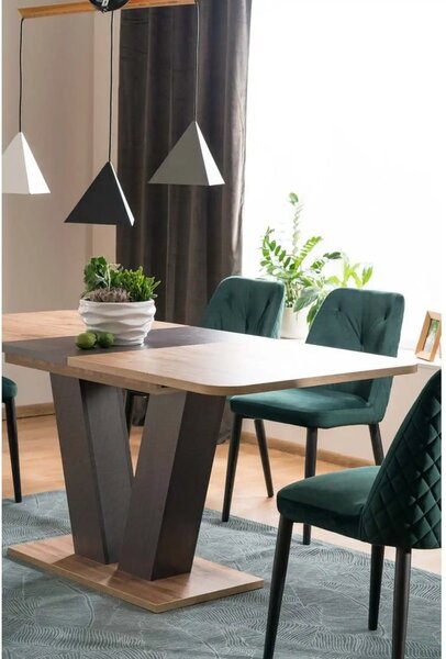 Masa PLATON stejar/maro, PAL laminat, 136/176x80x76 cm