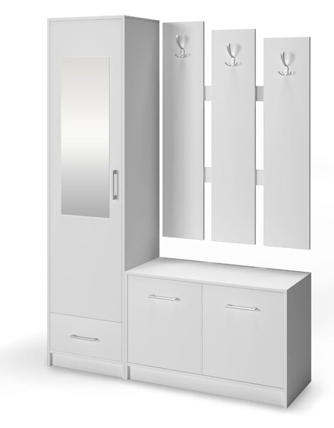 Garderobă pentru hol cu oglindă Maxi, alb