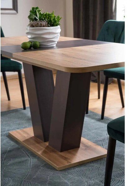 Masa PLATON stejar/maro, PAL laminat, 136/176x80x76 cm