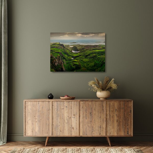 Tablou pe sticlă - Quiraing, Scoția (70x50 cm)