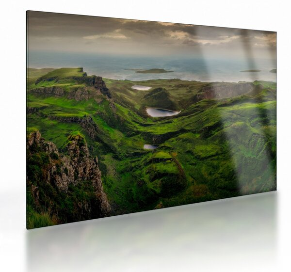 Tablou pe sticlă - Quiraing, Scoția (70x50 cm)