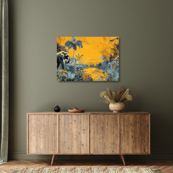 Tablou pe sticlă - Elefant în natură (70x50 cm)