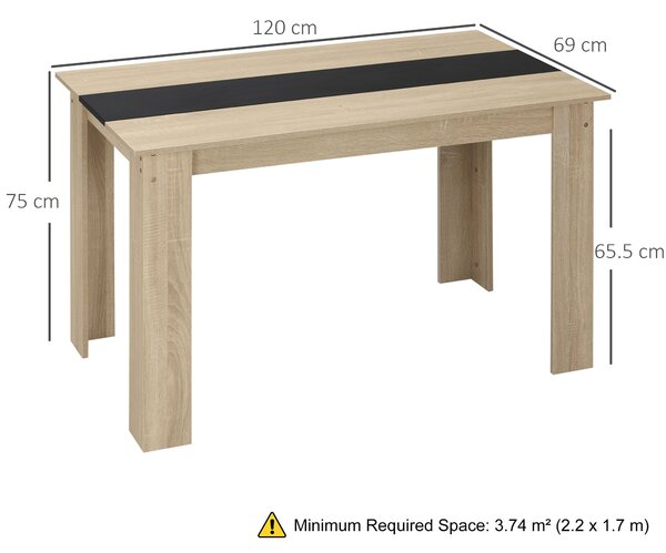HOMCOM Masă de Dining pentru 4-6 Persoane, Masă de Bucătărie Modernă din Lemn, 120x69x75 cm, Lemn Natural | Aosom Romania
