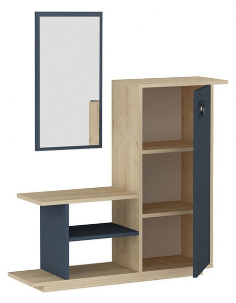 Mobilier pentru hol cu oglinda Model Ceel, Natur/Gri Inchis, 80x29.5x90 cm