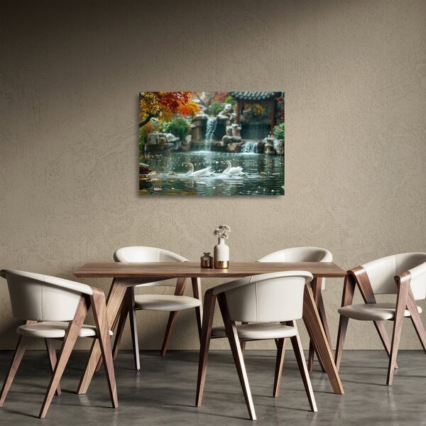 Tablou pe sticlă - iaz asiatic (70x50 cm)