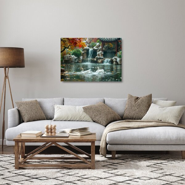Tablou pe sticlă - iaz asiatic (70x50 cm)