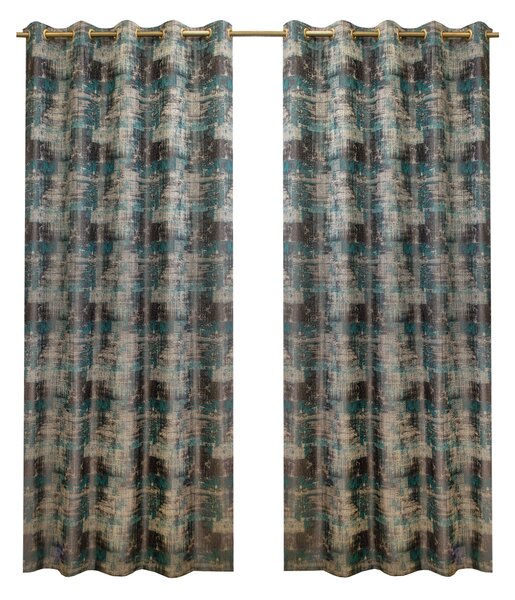 Set draperii Velaria veneto petrol cu capse, 2x150x245 cm