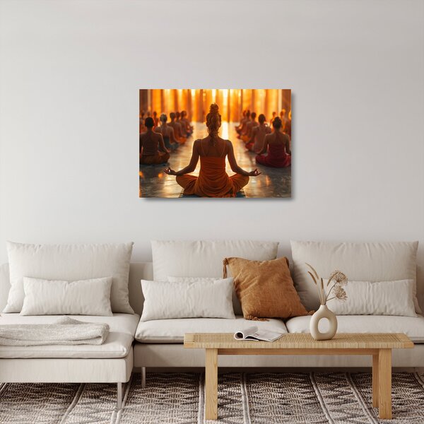 Tablou pe sticlă - Lecții de yoga (70x50 cm)