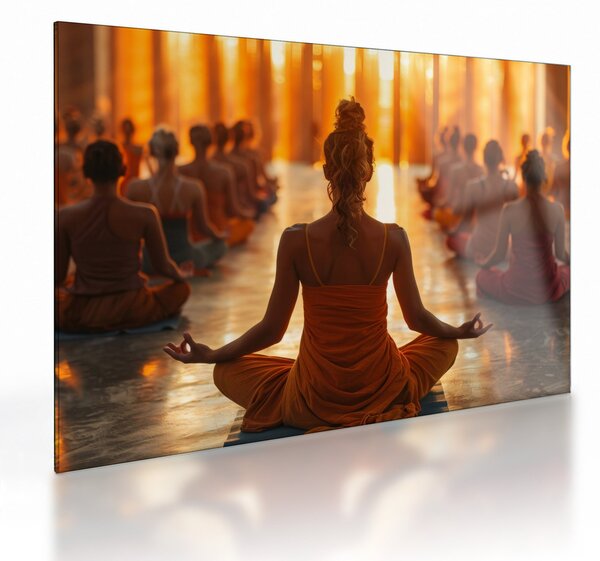 Tablou pe sticlă - Lecții de yoga (70x50 cm)