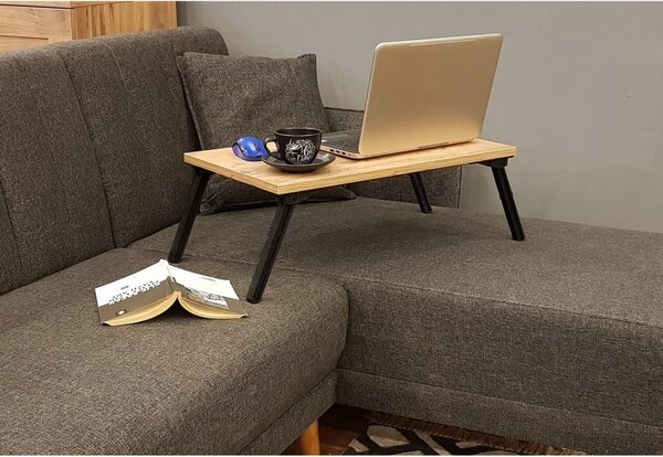 Masuta pentru Laptop Salvador, model Gusto, 60x24.5x35 cm, Pin atlantic/Negru
