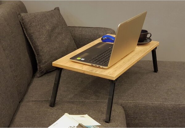 Masuta pentru Laptop Salvador, model Gusto, 60x24.5x35 cm, Pin atlantic/Negru