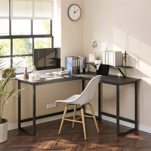 Birou pe Colt Vasagle, model Lennox, 140x92.2x130 cm, Negru