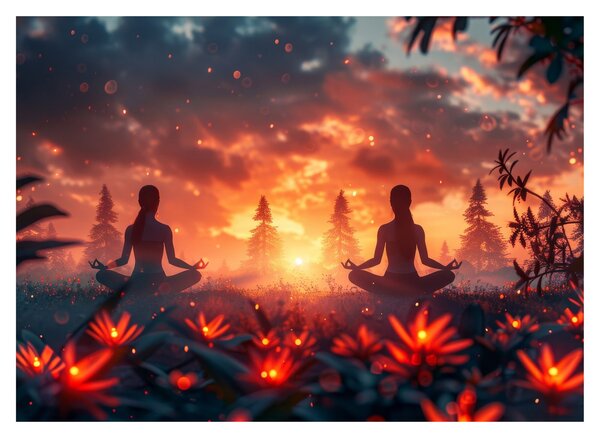 Tablou pe sticlă - Yoga în natură (70x50 cm)