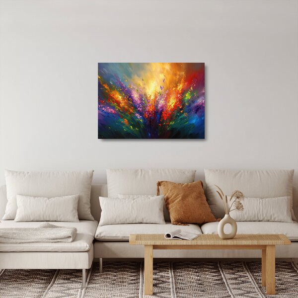 Tablou pe sticlă - Abstracție de flori (70x50 cm)