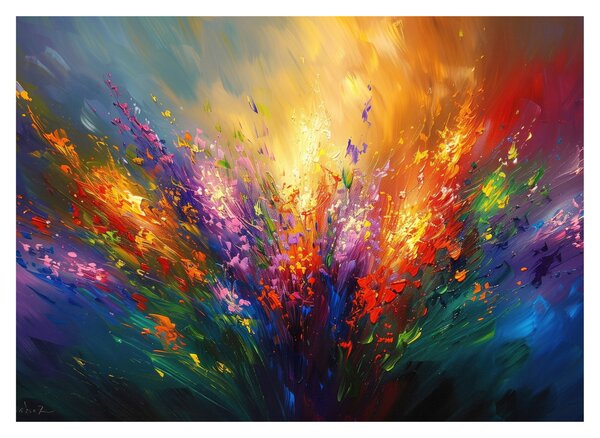 Tablou pe sticlă - Abstracție de flori (70x50 cm)